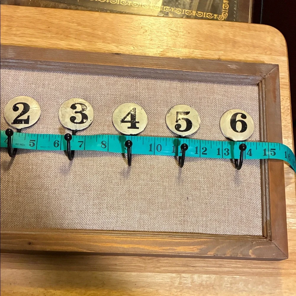 Vintage Look Numbered Wall Hooks with Wooden Frame